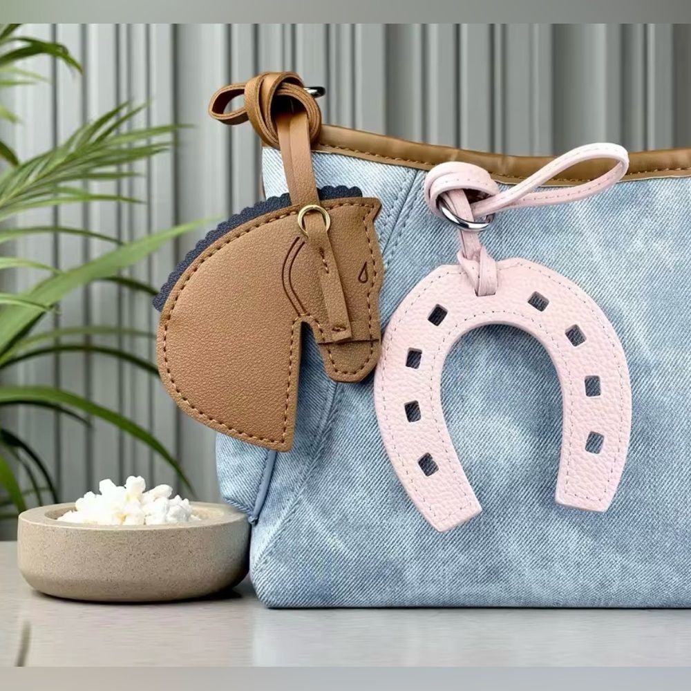 NEW! Pink Horseshoe Bag Charm PU Leather